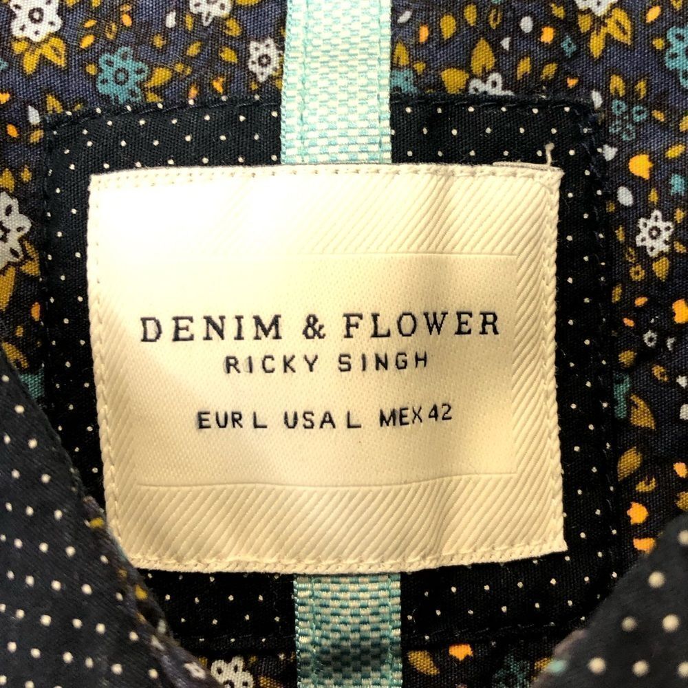 Denim & Flower Ricky Singh navy blue button up short sleeve collared shirt - Picture 6 of 14